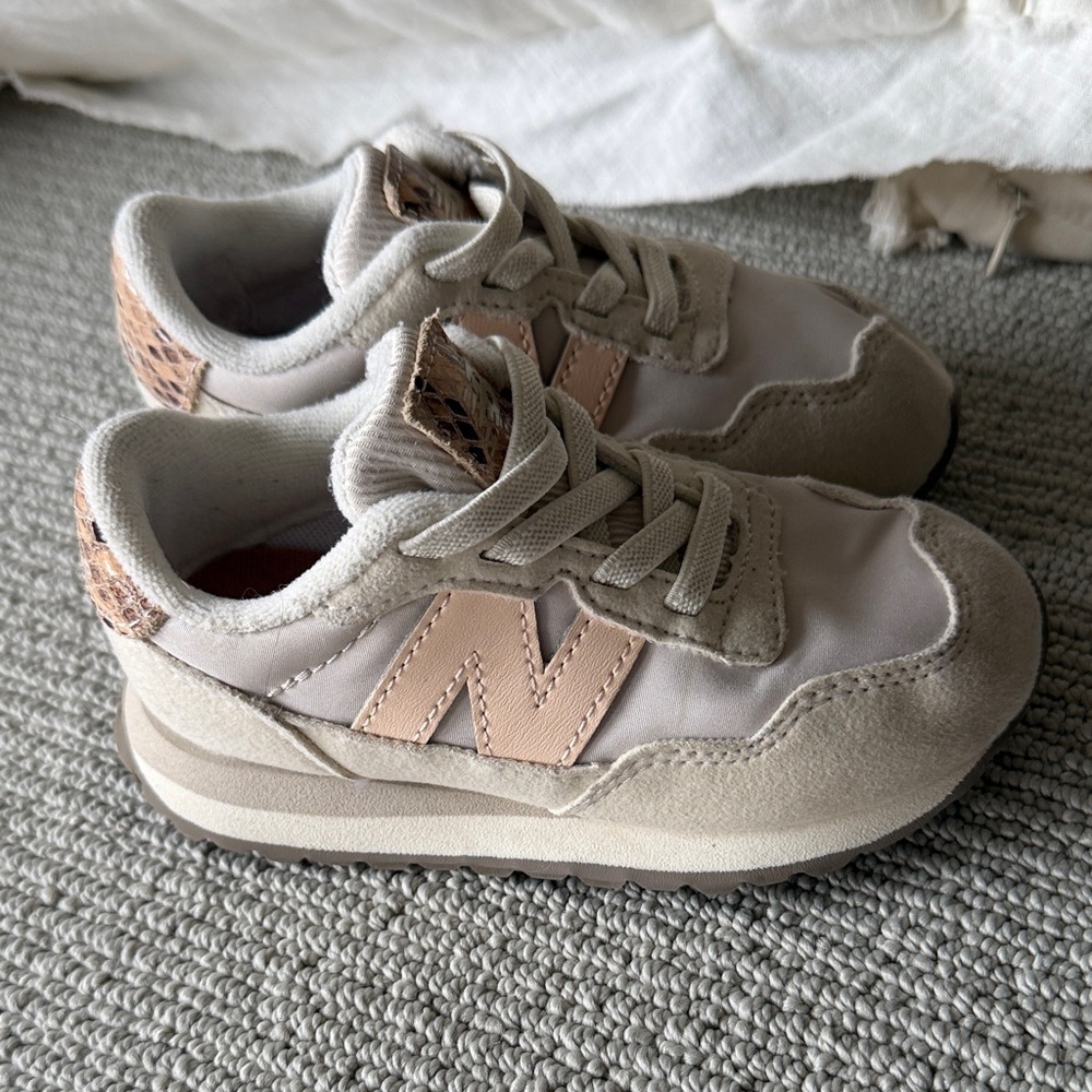 New Balance Kids Cream and Peach Sneakers